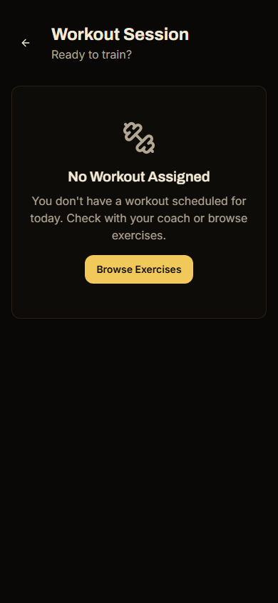 RaiNGE client workout session logging screen